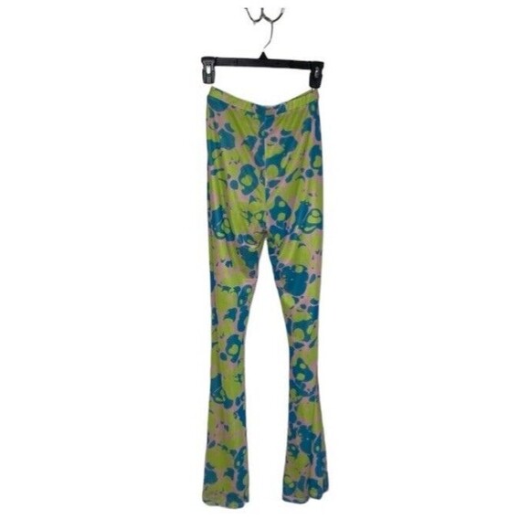 Another Girl Eco Lava Lamp Mushrooms Print Green Purple Mesh Flare Trousers XS - Picture 10 of 10